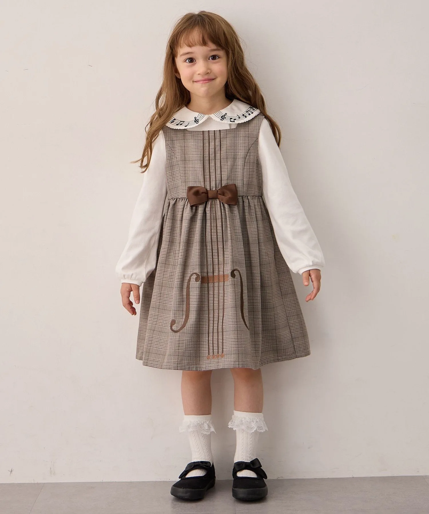 Юбка-свитер "Мелодия" ANY KIDS, Brown x Check [330] — фото 2