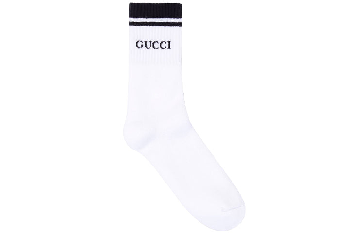 Носки Gucci Logo-intarsia Cotton-Blend Socks 'White Black' 496493-4G293-9000, белый — фото 2