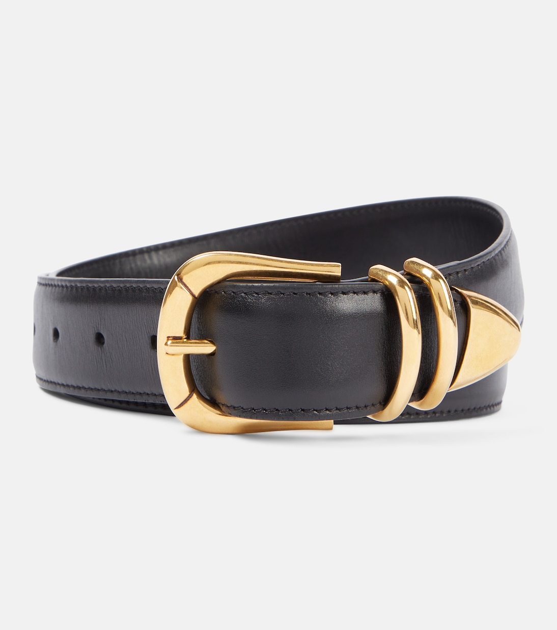 

Винтажный кожаный ремень The Row, Black Ang