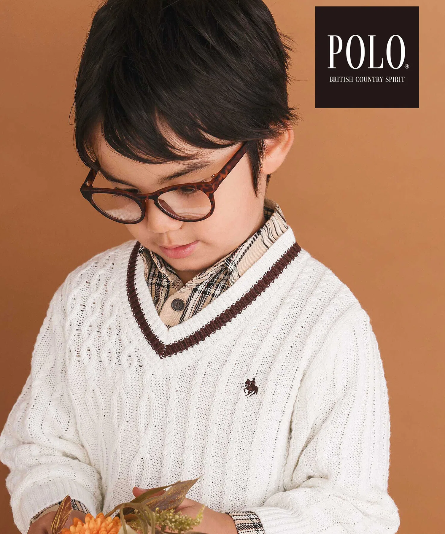 【Коллаборация POLO BCS x SLAP SLIP】Традиционный вязаный пуловер с V-образным вырезом и полосатым воротником (80-130 см) — фото 4