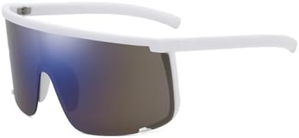 

Мужские солнцезащитные очки большого размера, солнцезащитные очки-щитки в полуободковой оправе для женщин, защитные очки с защитой от УФ-излучения UV400 MTZJH, White-blue Mirror