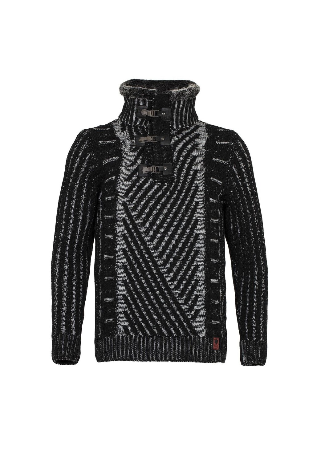 

Вязаный свитер с высоким воротником и пуговицами CIPO & BAXX, цвет Black Grey