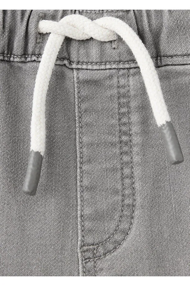 Детские шорты джинсовые с эластичным поясом Mango Kids, Denim Gray — фото 3