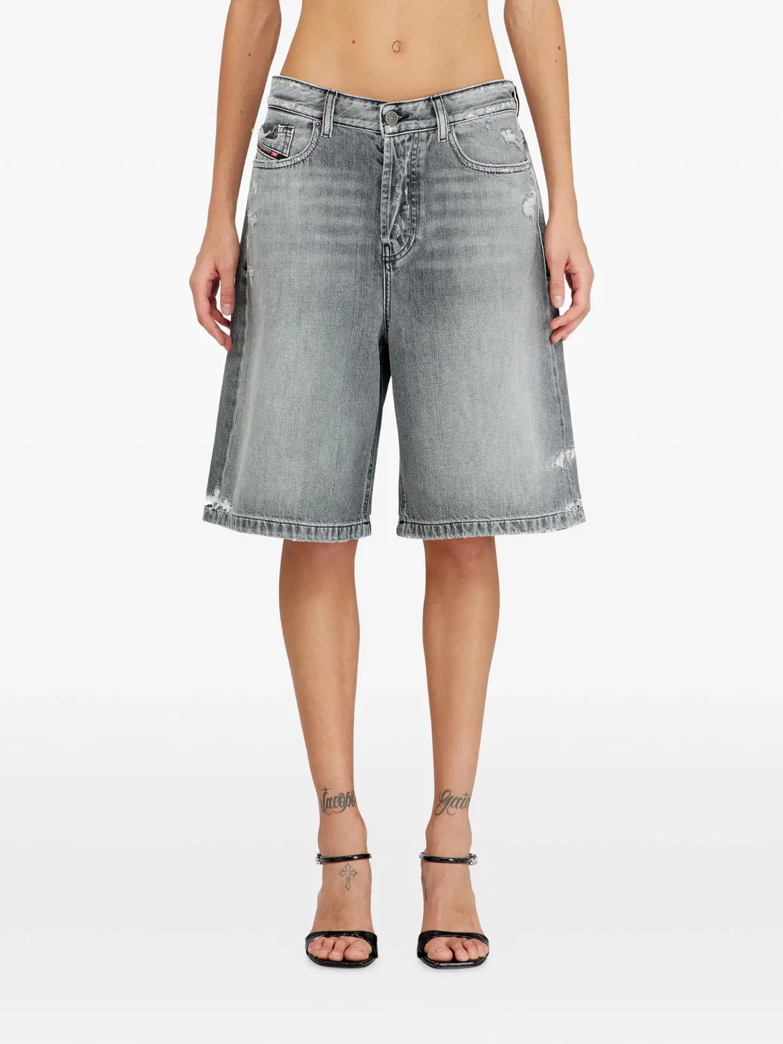 Джинсовые шорты - серые Diesel, серый — фото 3