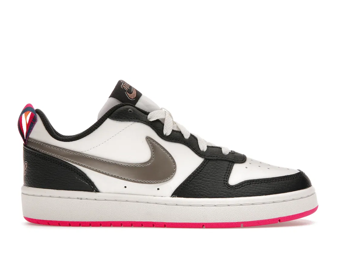 Детские кроссовки Lifestyle Nike Court Borough Low 2, Summit White/Off Noir/Pink Prime/Metallic Pewter