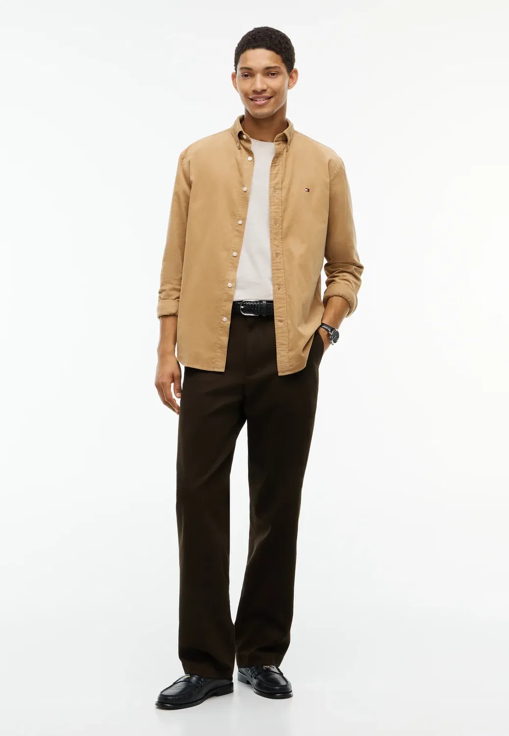 Однотонная вельветовая рубашка RF - рубашка Tommy Hilfiger, Desert — фото 2
