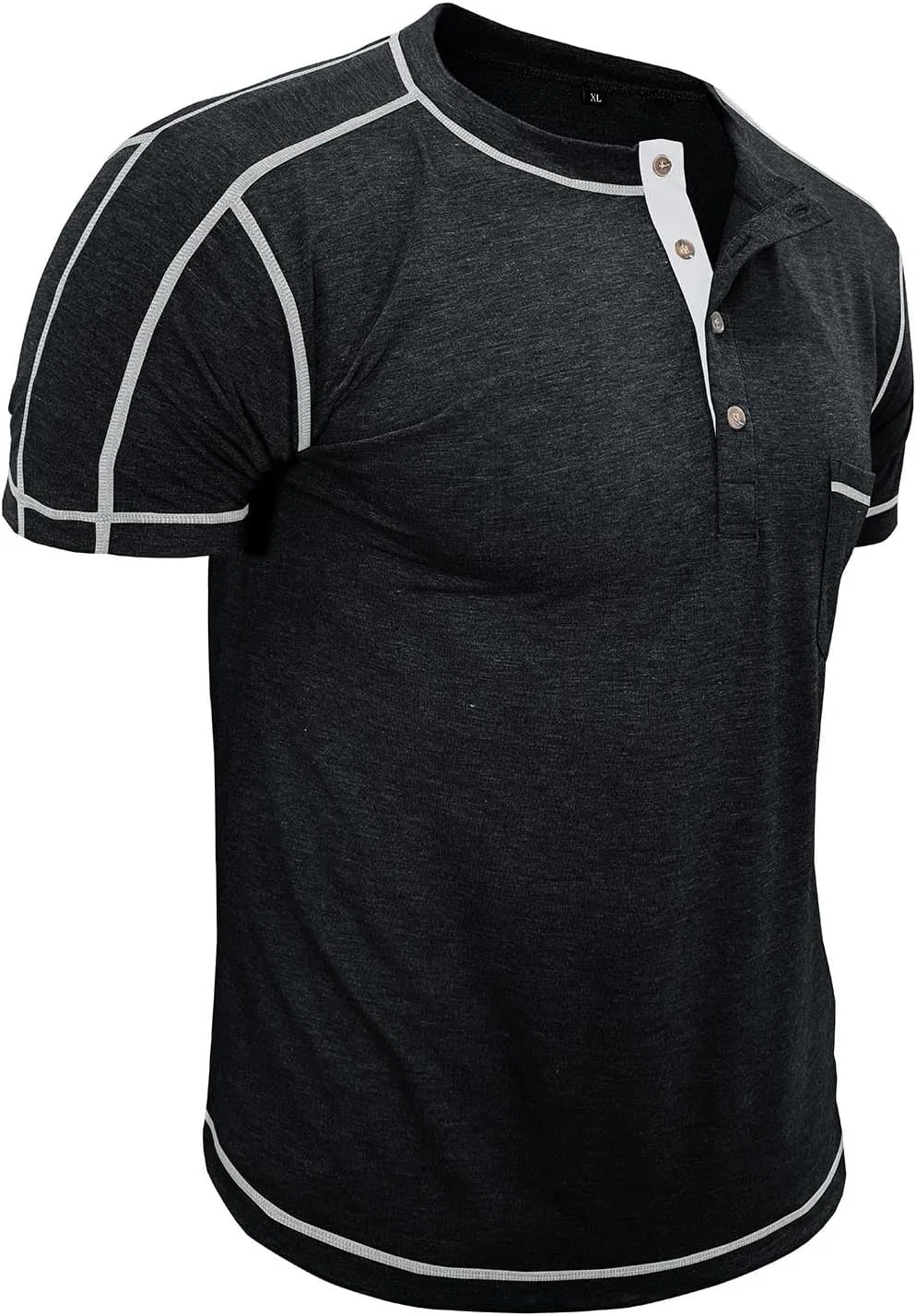 Мужская футболка с длинным рукавом Muscle Henley, Black — фото 2