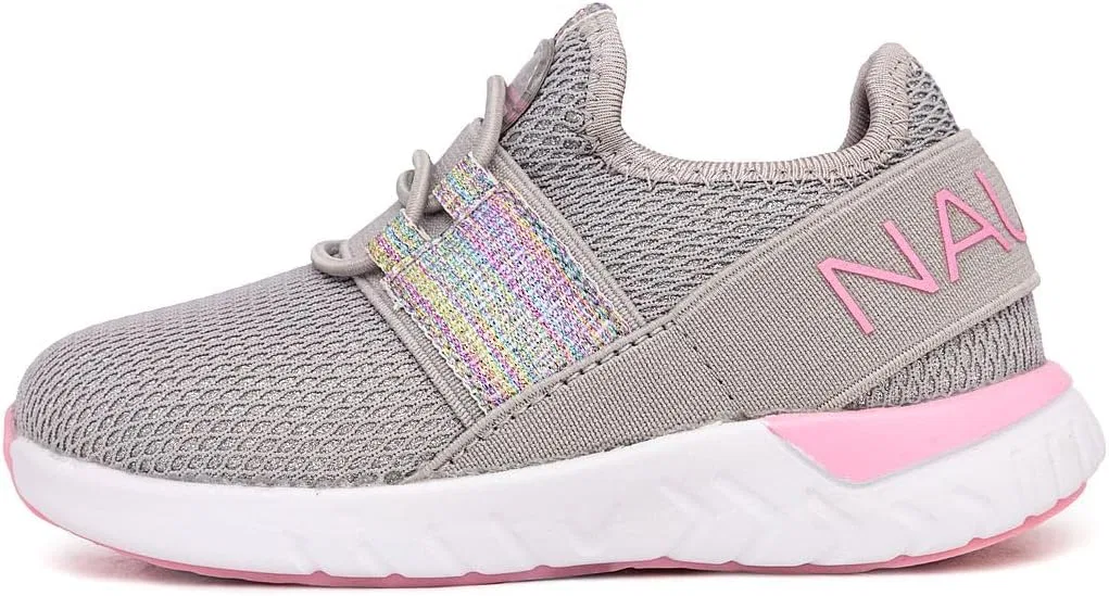 Детские кроссовки без шнуровки с принтом Nautica, Grey Pink Glitter — фото 2