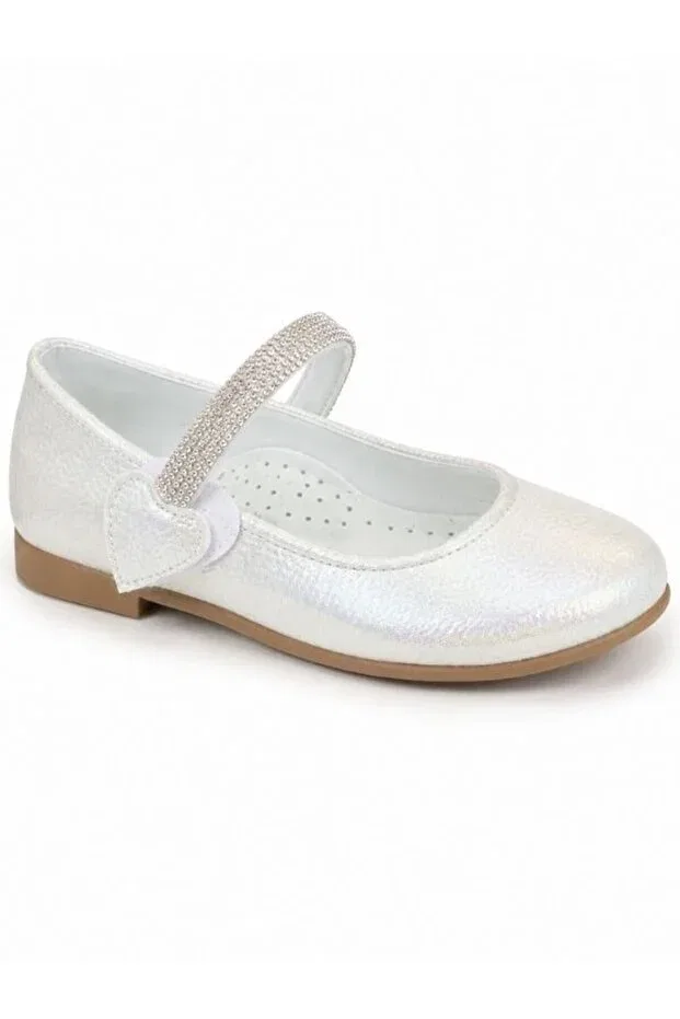 Детские балетки для девочек с принтом Heart Detailed Design Zekids, White — фото 4