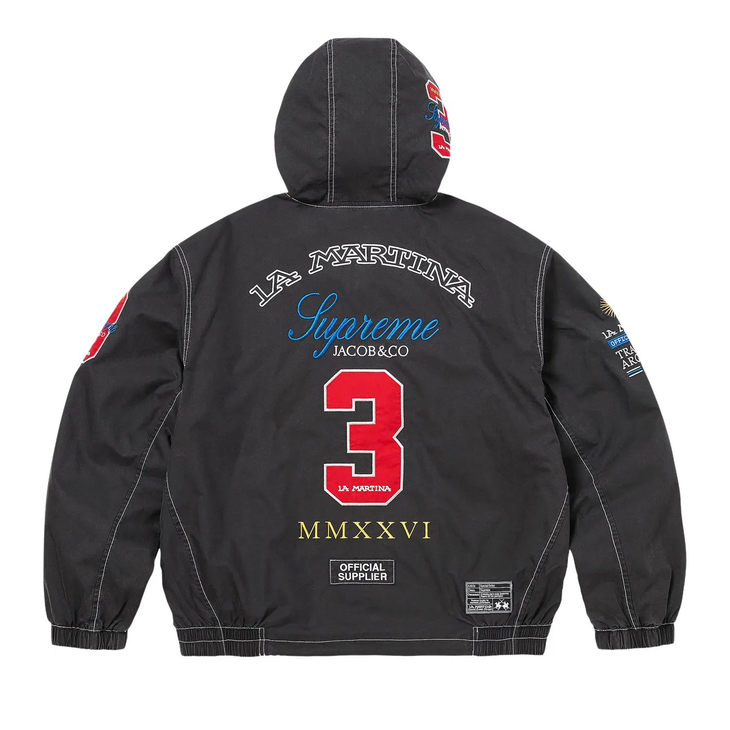 Легкая куртка с капюшоном Supreme x La Martina x Jacob & Co, черный — фото 2