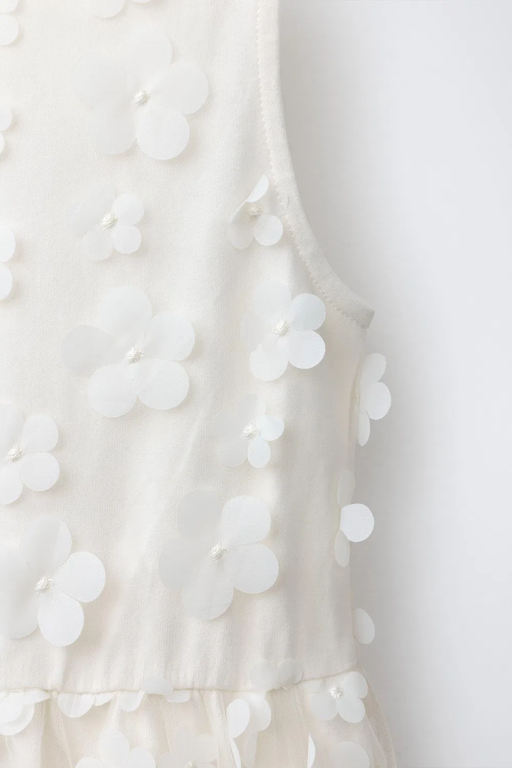 Платье с объемными цветами и пышным подолом ZARA, White — фото 4