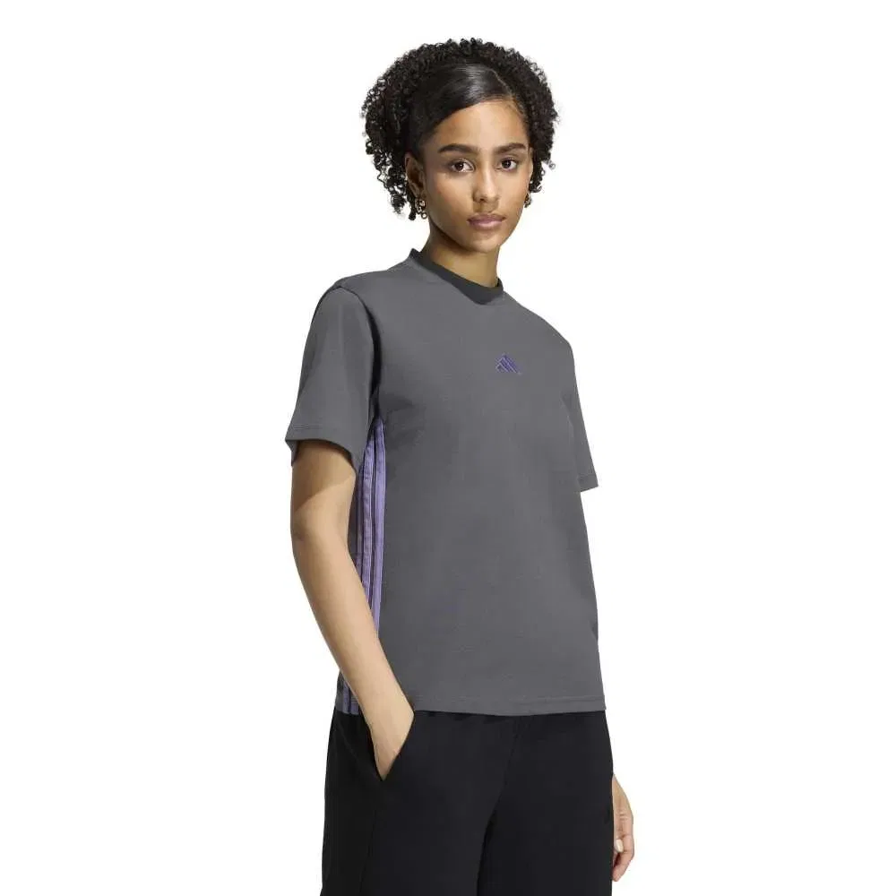 Футболка с коротким рукавом Adidas Essentials 3 Stripes Cotton, серый