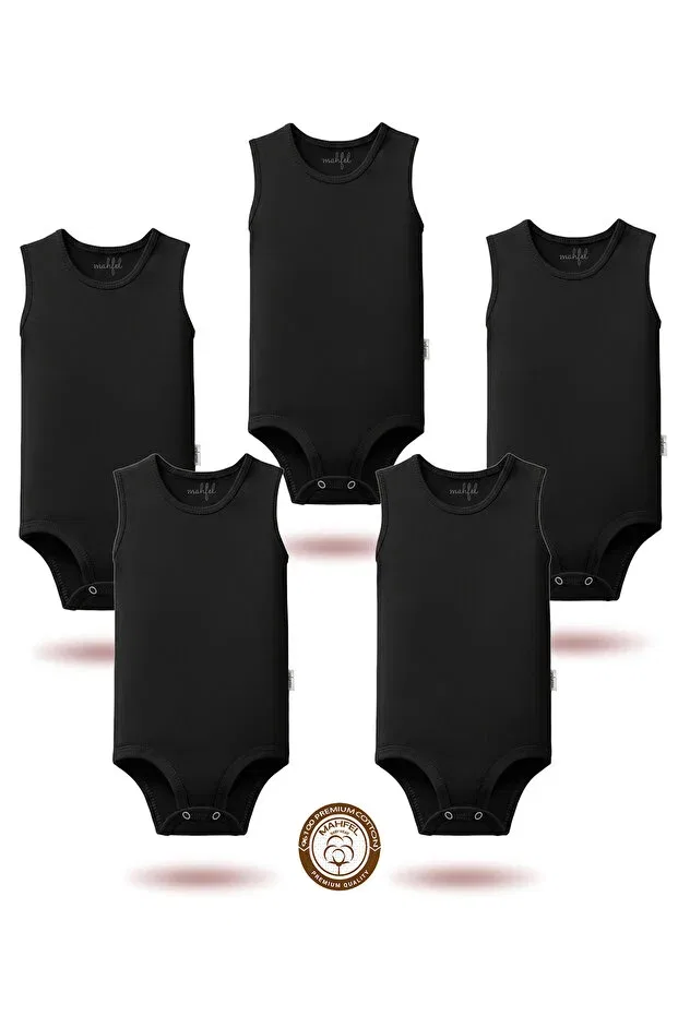 Детское боди без рукавов 5-pack Mahfel, Dark Black — фото 2