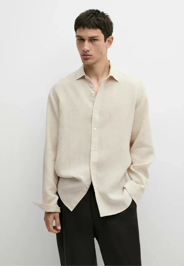 Рубашка из льна Marl Massimo Dutti, Beige, бежевый