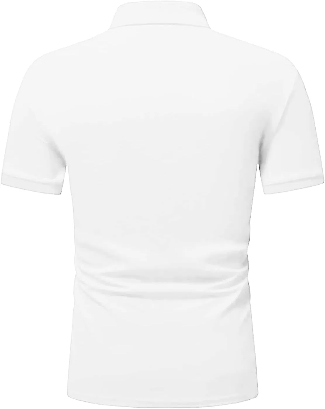 Мужская гольф-футболка с коротким рукавом, молнией, лацканом, Slim Fit, White — фото 4