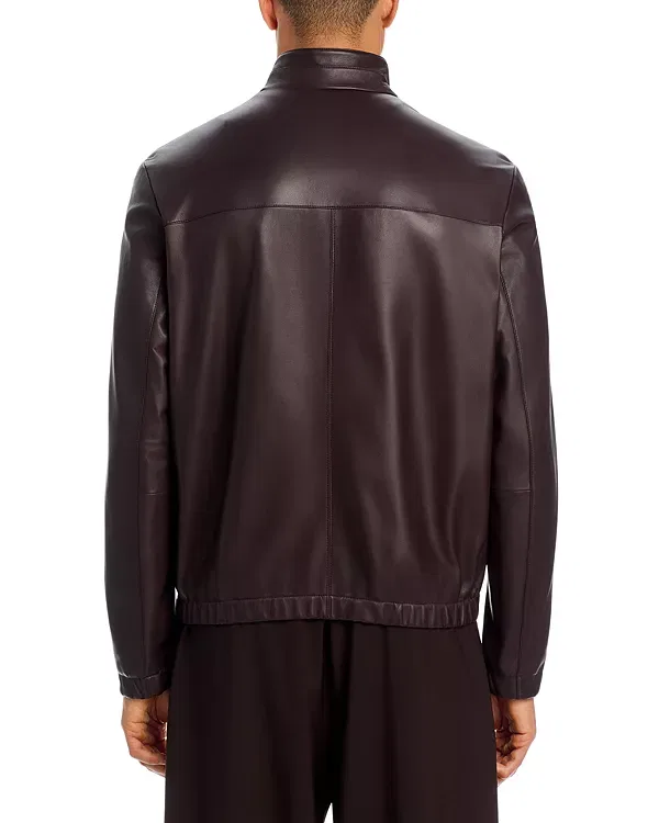 Мужская куртка из кожи с воротником-стойкой Molta Boss, Medium Brown — фото 4