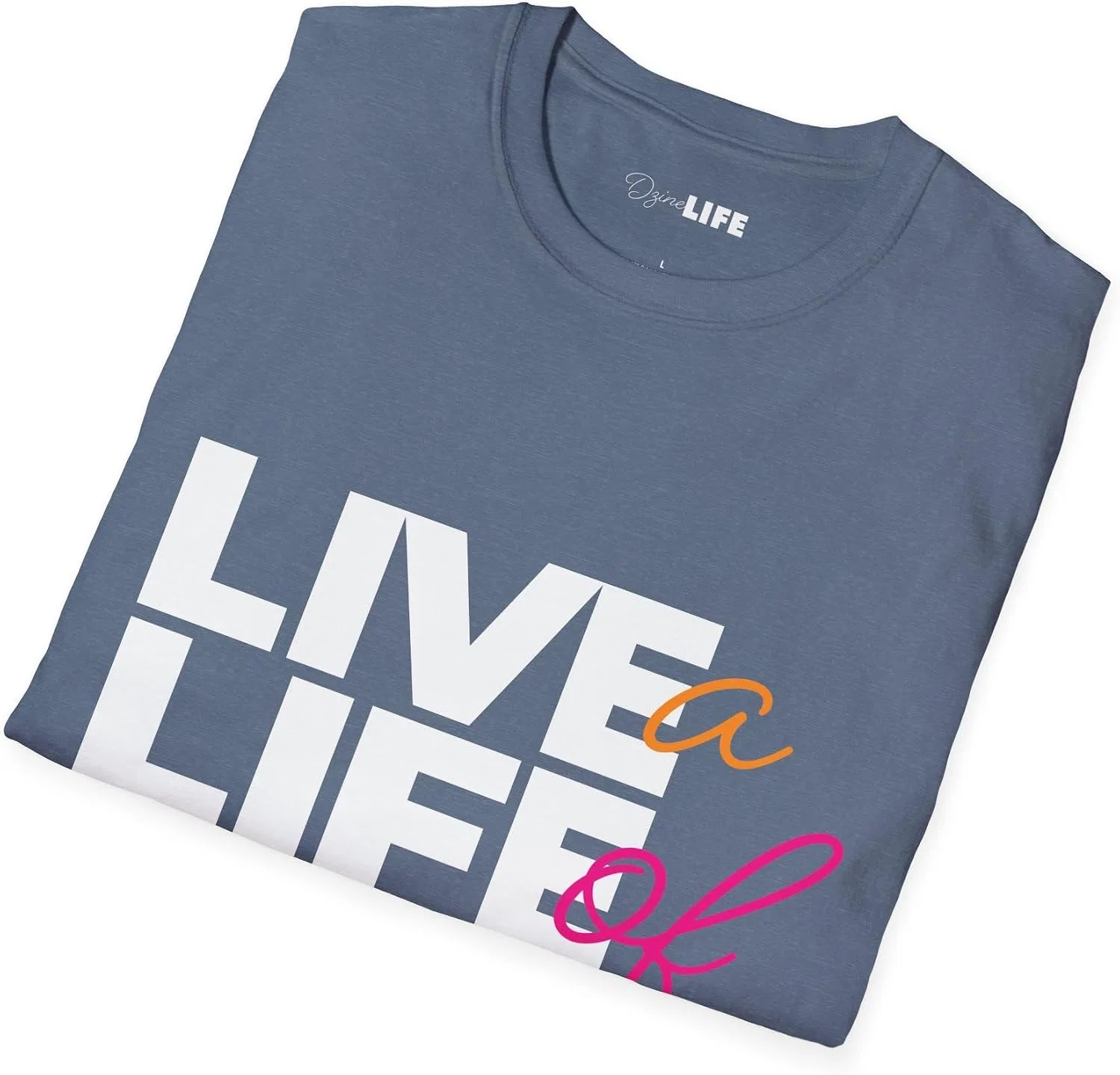 Мужская футболка с принтом Live a Life of Love, индиго меланж — фото 4