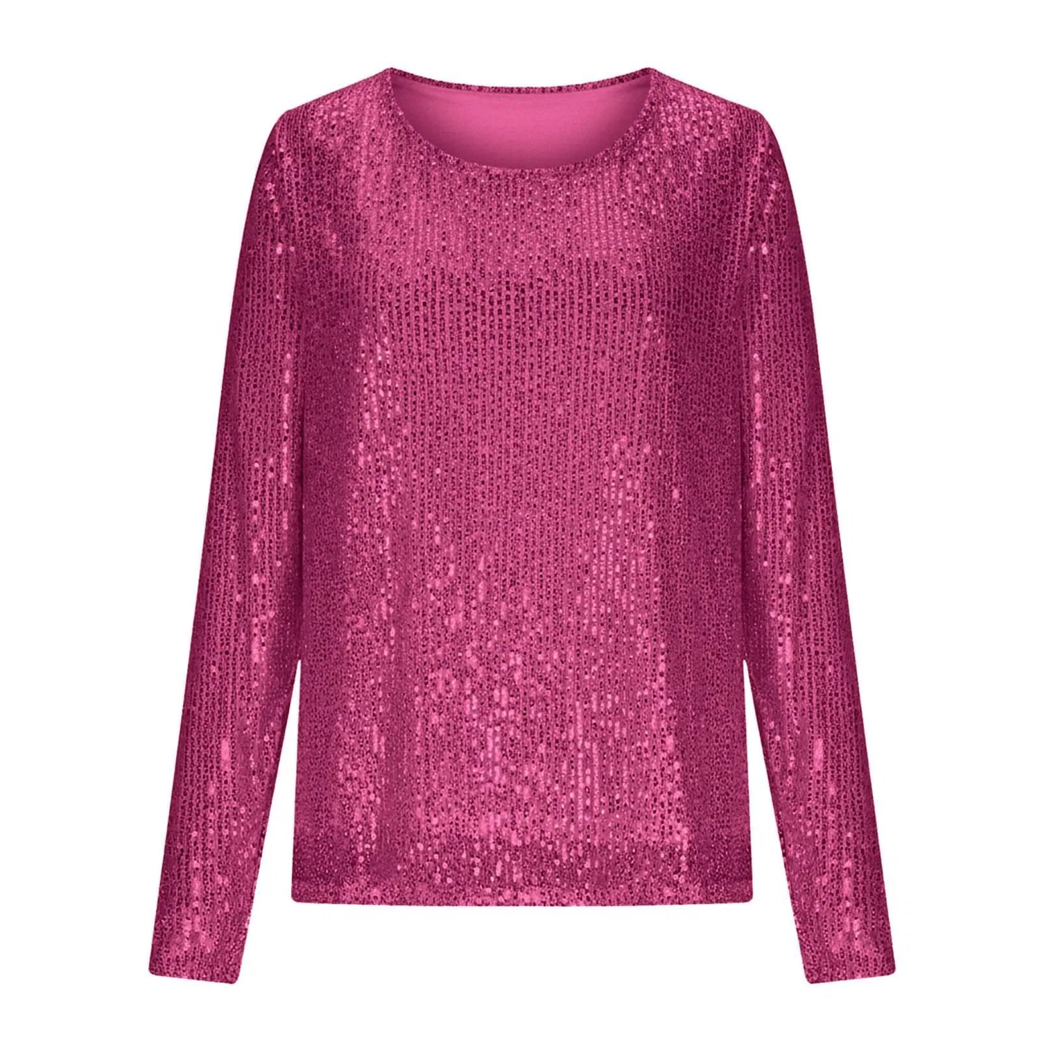 Женская блестящая блузка с длинным рукавом Sequin Tops, 1b-hot Pink — фото 3