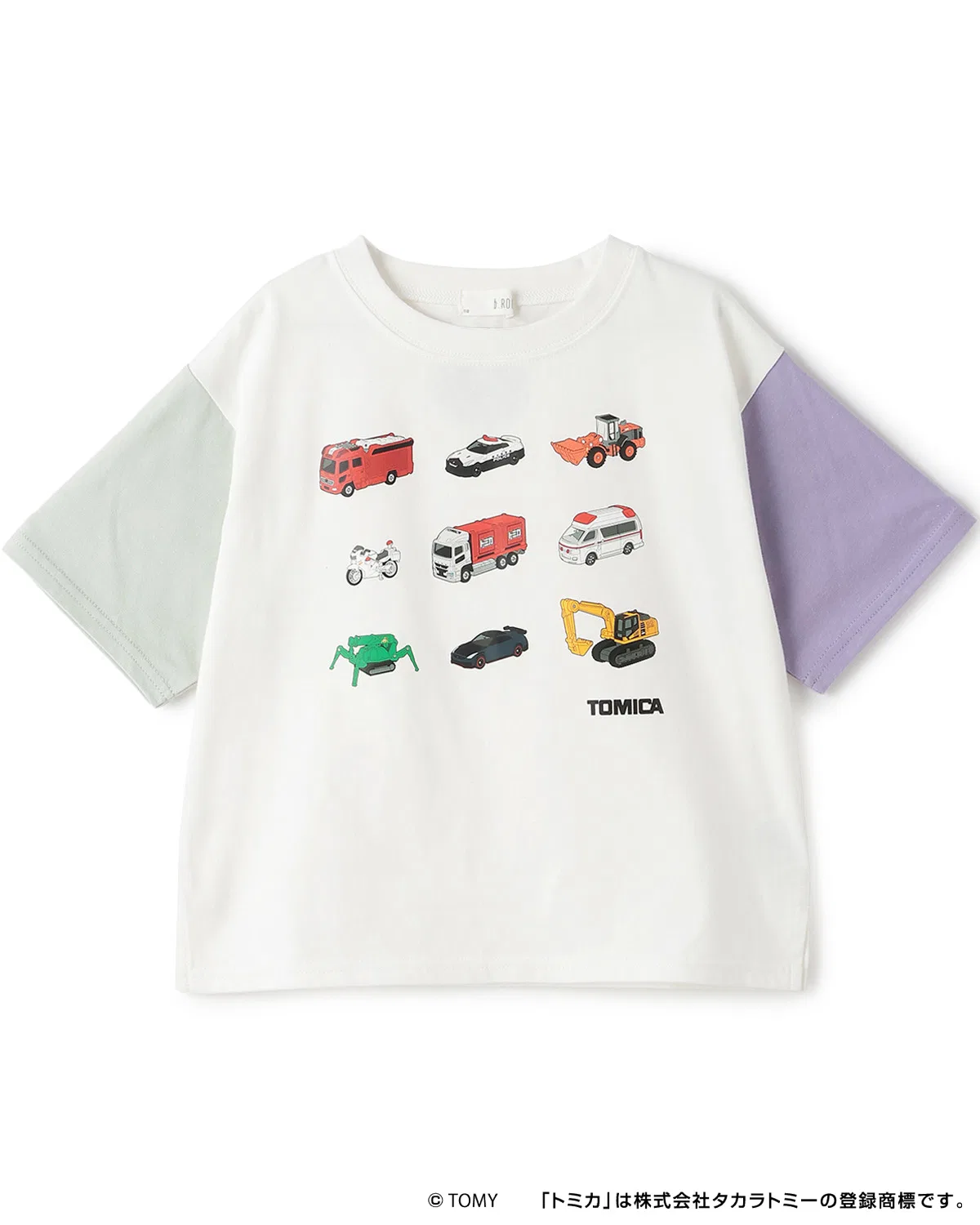 Детская футболка с принтом TOMICA, модель TOMICA集合配色, b・ROOM, Off White — фото 2