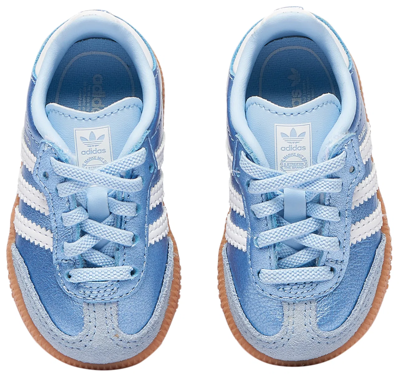Детские кроссовки для девочек с замшевым носком Samba adidas, Metallic Blue/Footwear White — фото 4