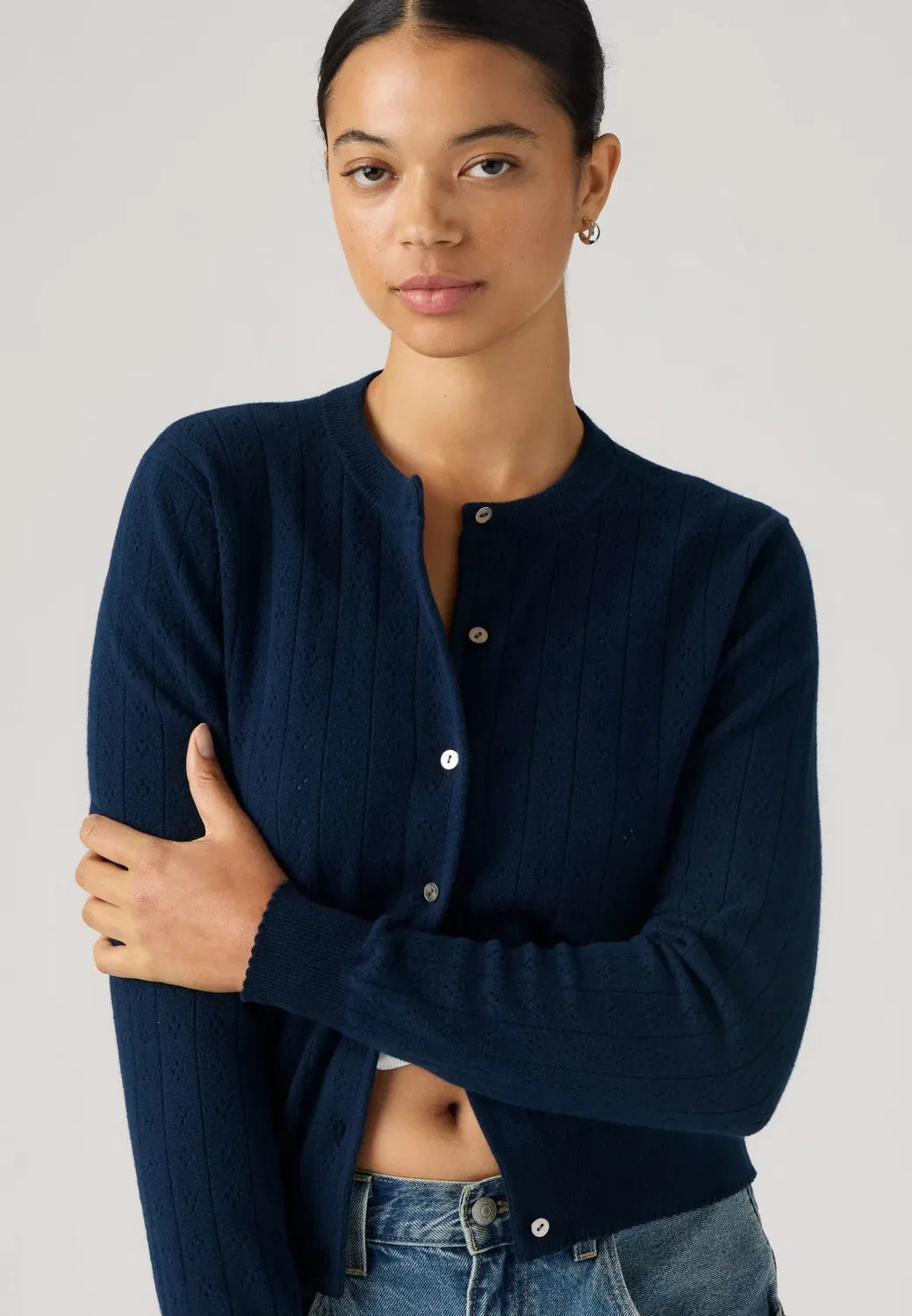 Очень мягкий кардиган с круглым вырезом, ажурной отделкой Levi'S, Navy Blazer — фото 3