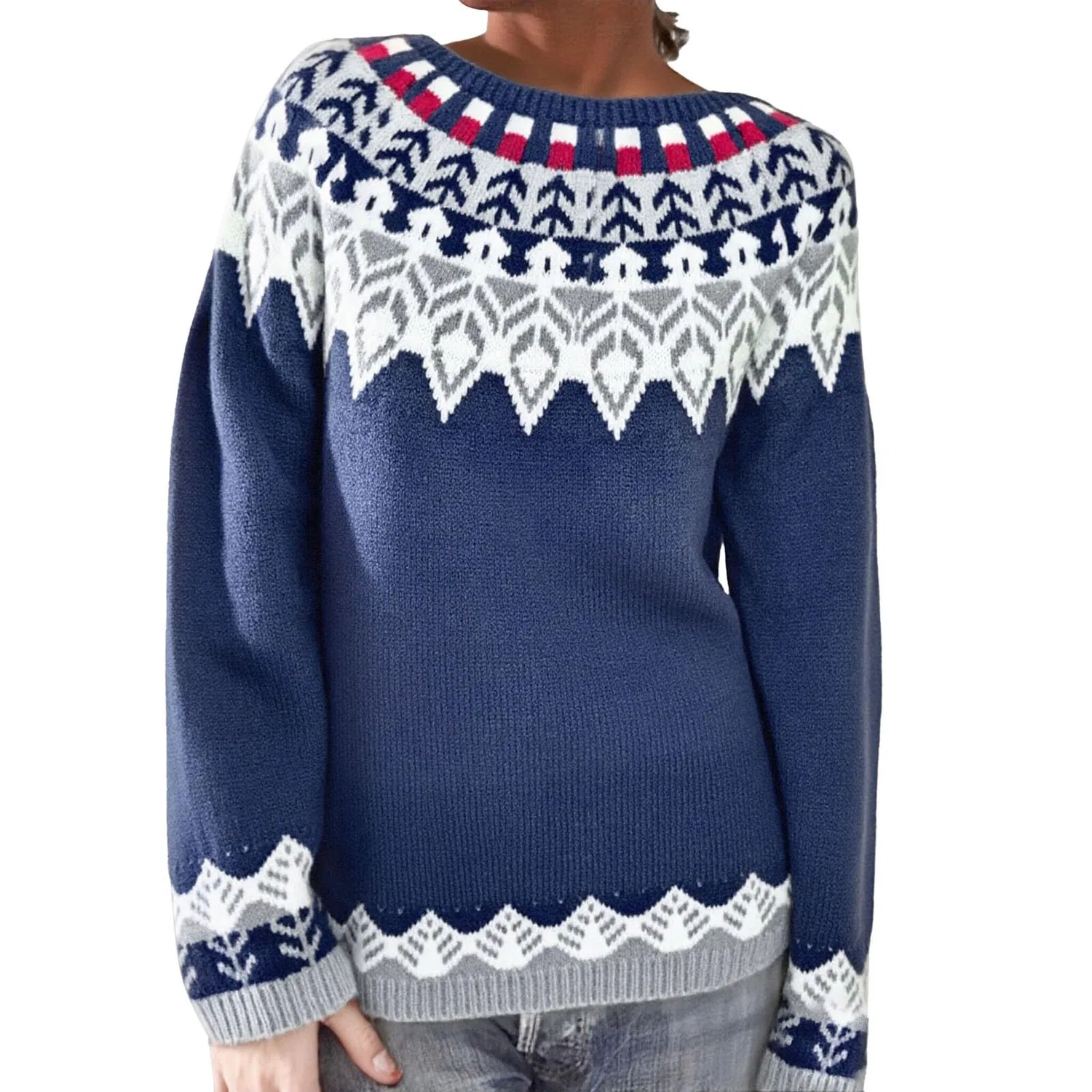 Женский свитер с длинным рукавом Norwegian Women's Winter Warm Chic Elegant Sweater, W-black
