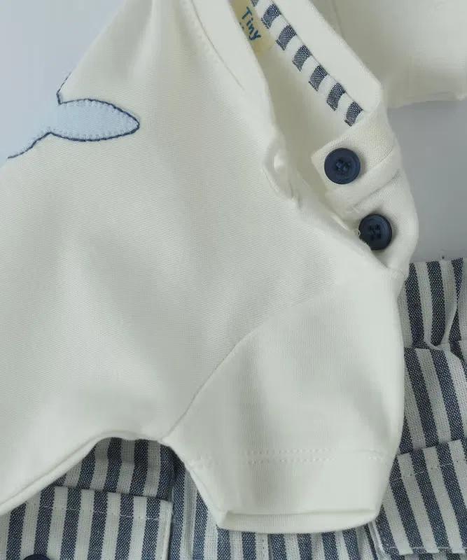 Комплект из 2 предметов для мальчика с полосками, футболка и шорты Tiny Hug, мультиколор — фото 4