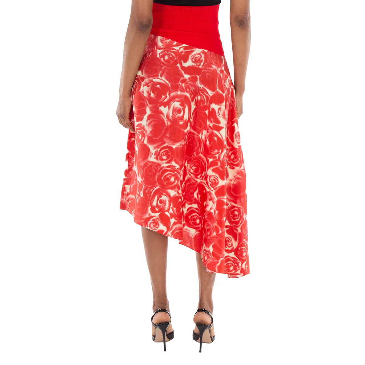Юбка шелковая асимметричная Rose-Print Burberry, Sherbet Ip Pattern — фото 4