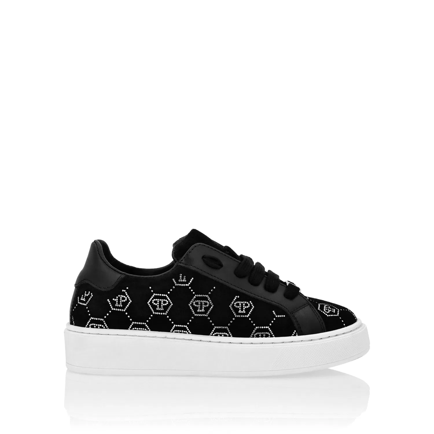 Детские кроссовки с монограммой Philipp Plein, Black/Crystal — фото 3