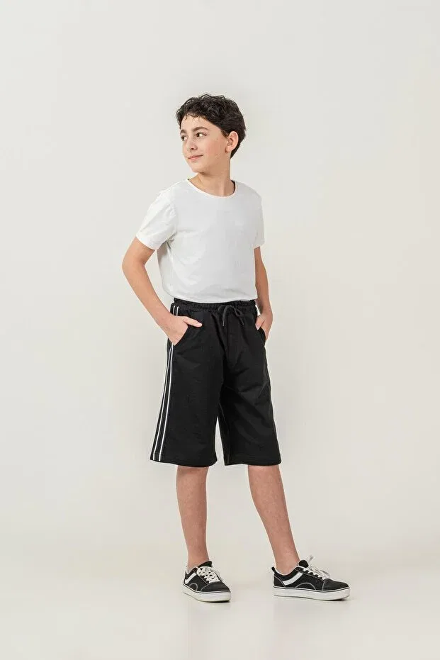 Детские шорты для мальчиков с боковыми полосками Mışıl Kids, Black — фото 2