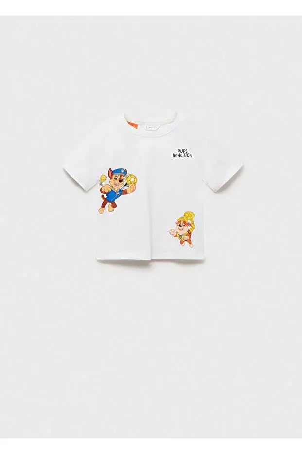 Детская футболка с принтом Paw Patrol Mango Baby, Off White