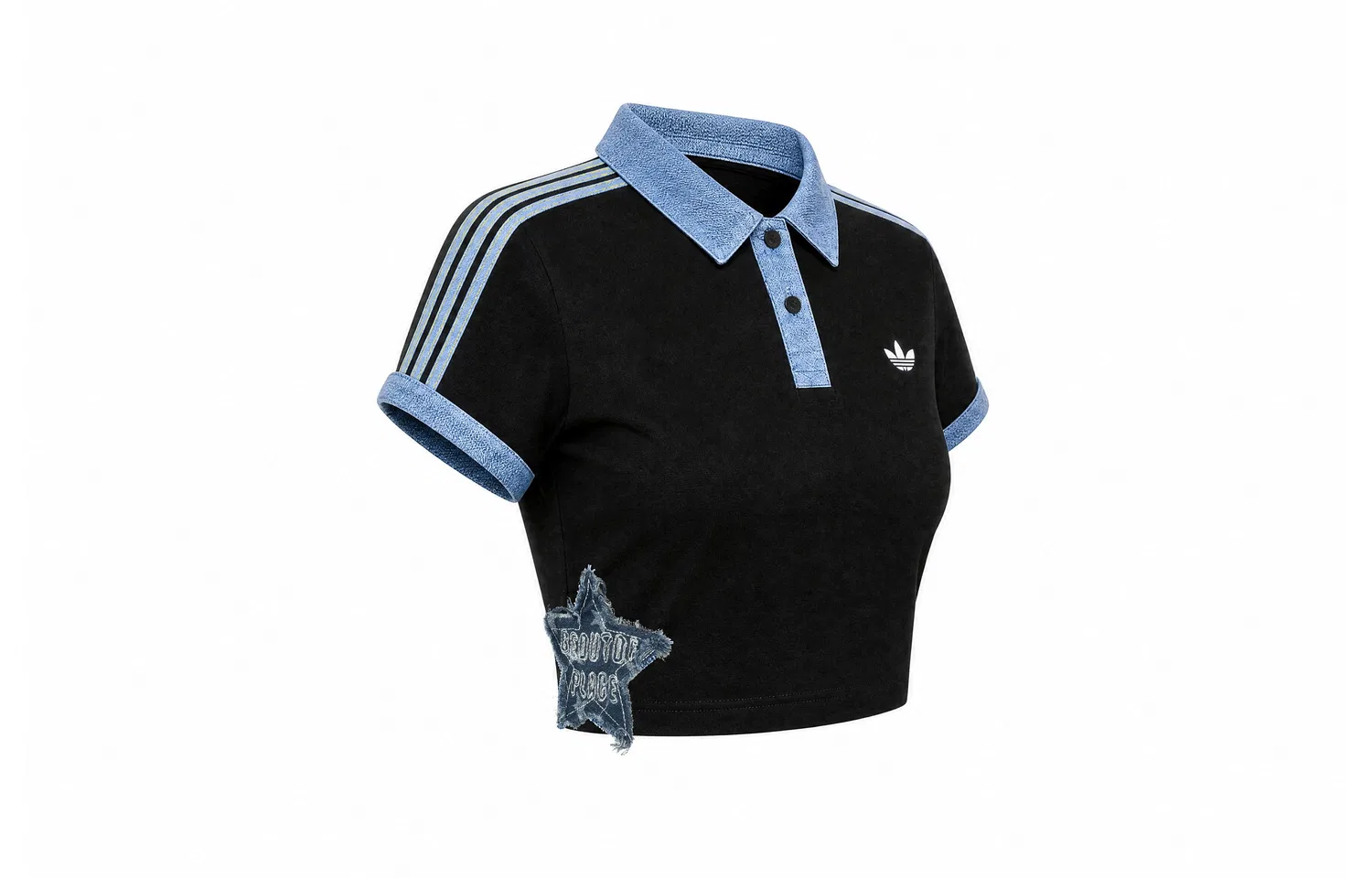 Женское поло с воротником, с принтом, Denim Star-Black, Adidas Originals — фото 3