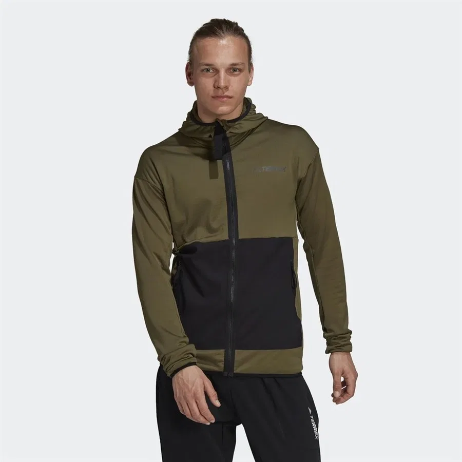 Худи из флиса с капюшоном Terrex Tech Fleece Light Hiking adidas, Зеленый