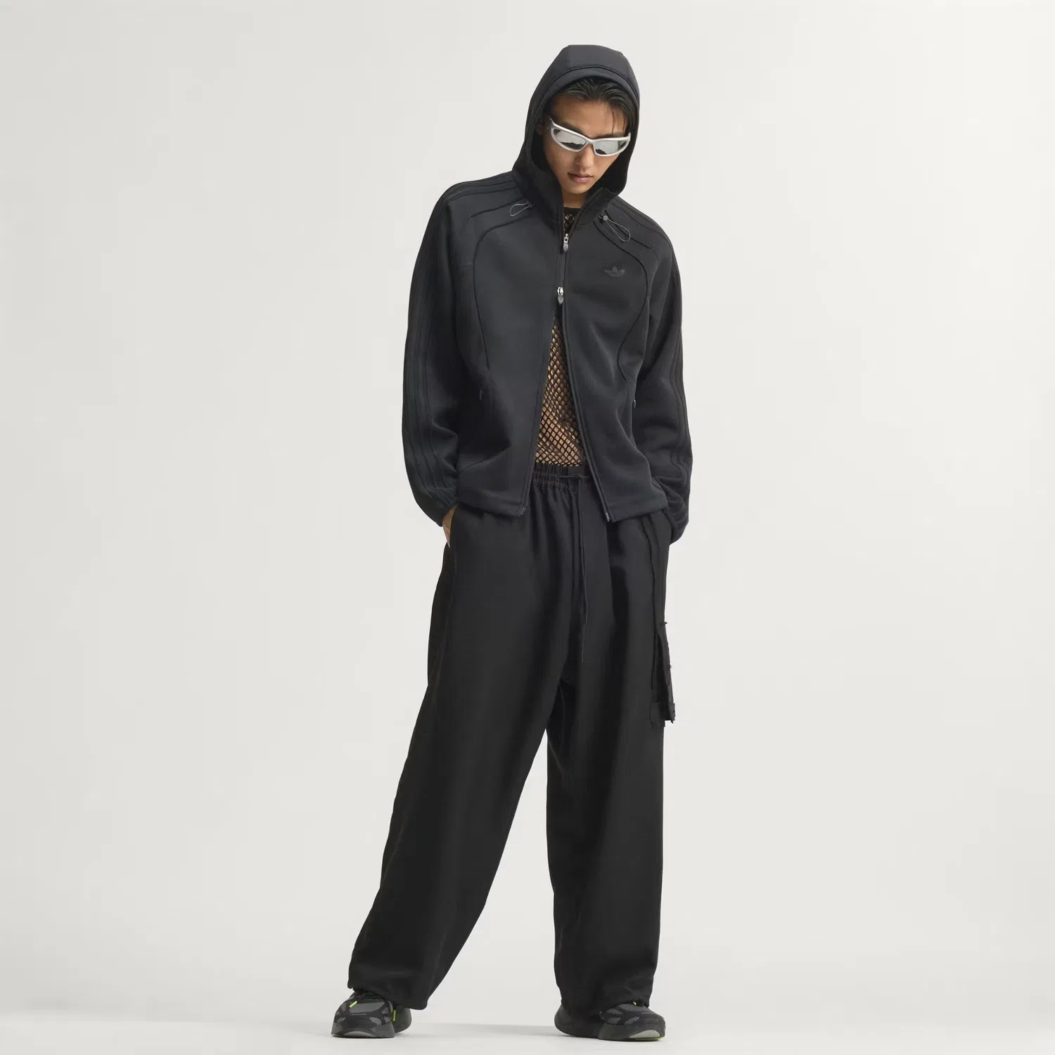 Мужское худи на молнии прямого кроя Spacer Teamgeist 26 Cutline Adidas Originals, черный — фото 3