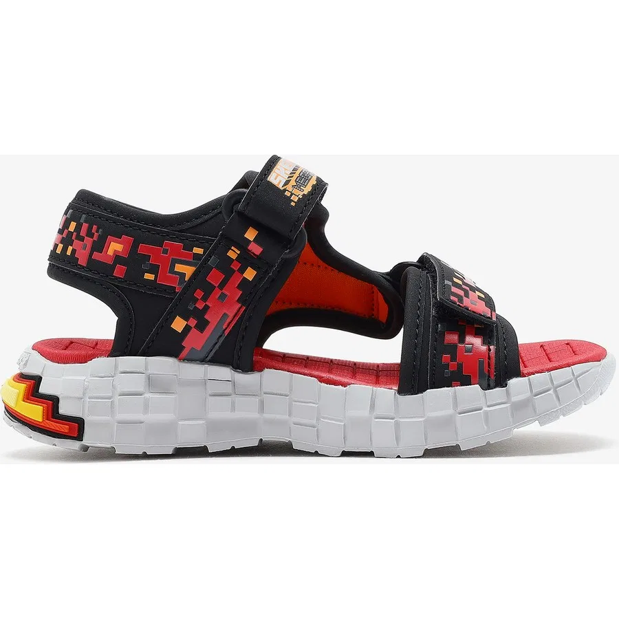 Сандалии для мальчика с пиксельным дизайном Skechers Megasplash 4K, Черно-красный — фото 2