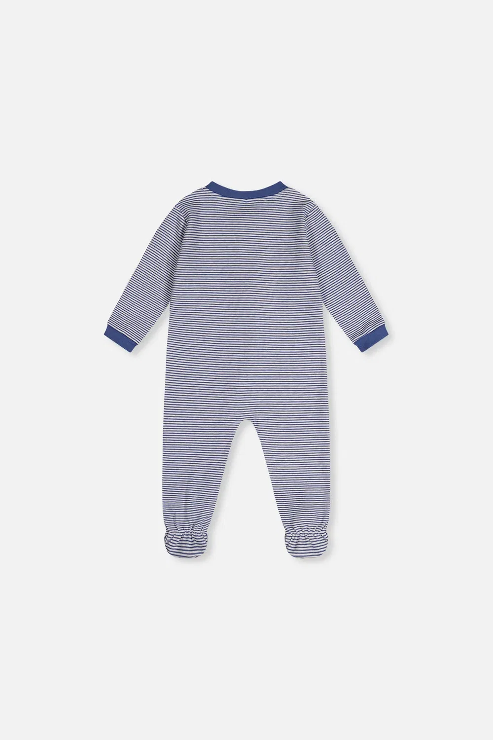 Детский боди-комбинезон для сна на молнии с закрытыми стопами Blue Printed Stripes Deux par Deux — фото 2