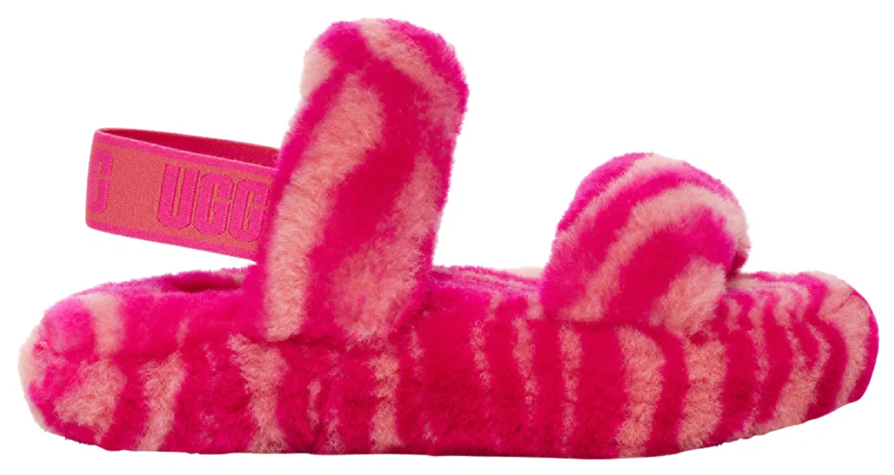 Детские шлепанцы для девочек с подкладкой из овчины Oh Yeah UGG, розовый/черный