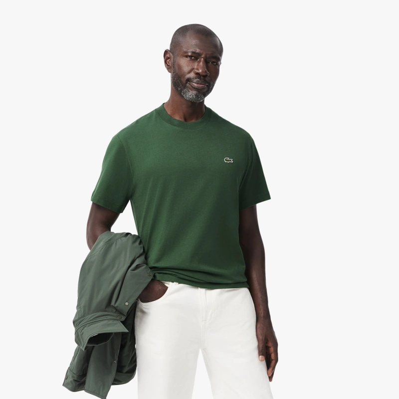 Футболка Lacoste Logo-Patch Cotton, зеленый — фото 3