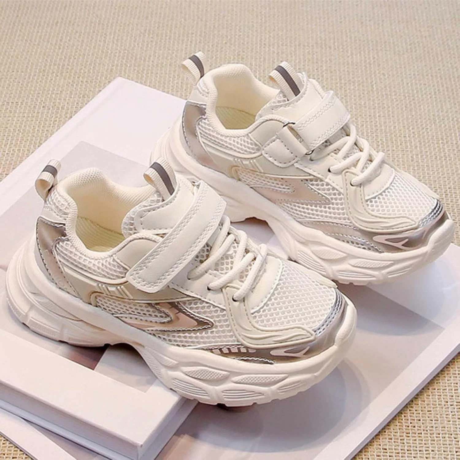 Детские кроссовки для девочек с легким весом HBDHEJL, Beige — фото 2