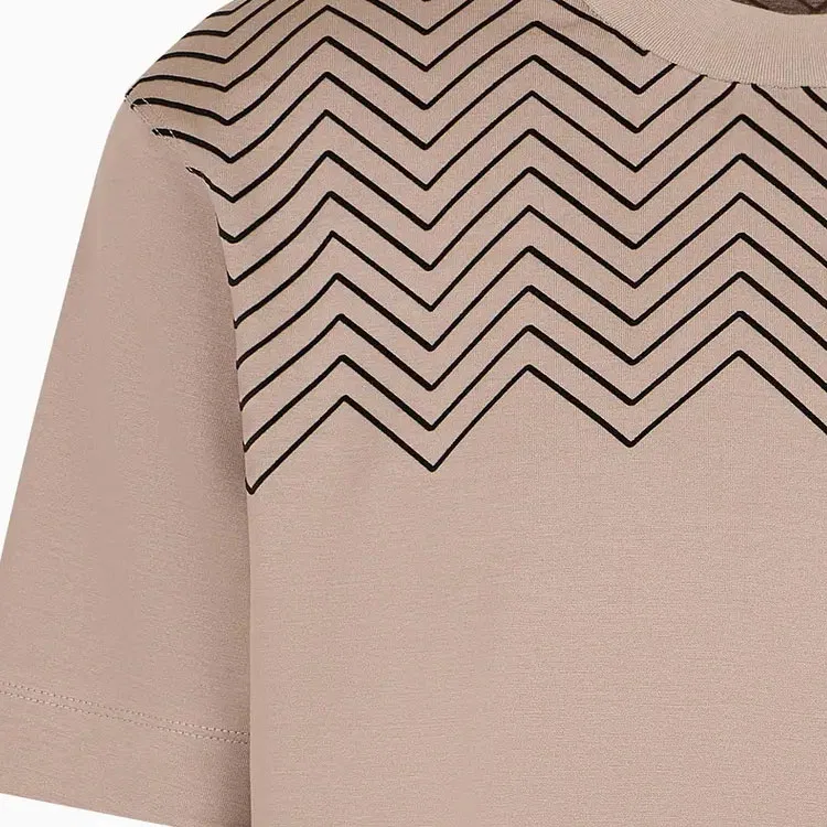 Мужская футболка с шевронным флок-принтом EMPORIO ARMANI, Light Brown — фото 4