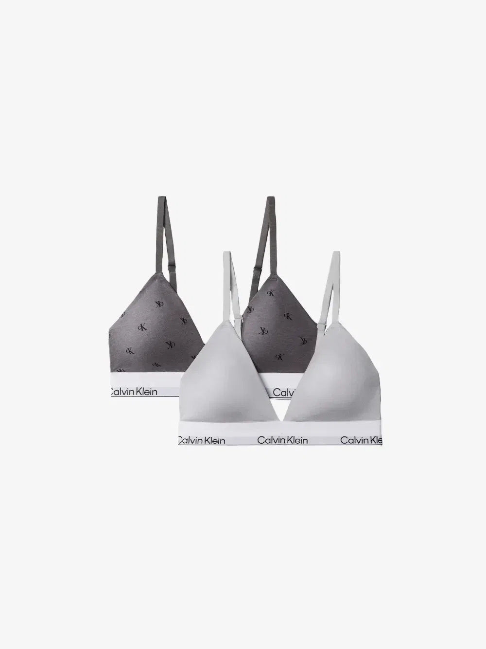 Бюстгальтеры-треугольники с логотипом комплект из двух штук Calvin Klein, серый — фото 2
