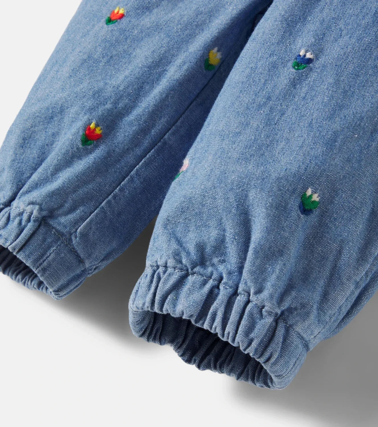 Детские брюки из шамбре с вышивкой Stella Mccartney Kids, синий — фото 4