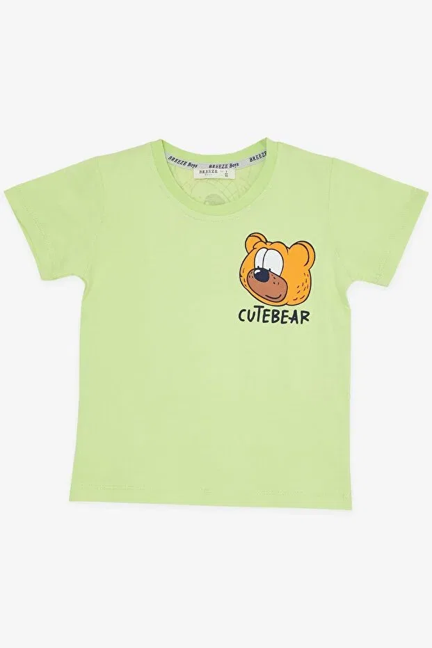 Детский комплект шорт для мальчиков с принтом Teddy Bear Printed Breeze, Pistachio Green — фото 3