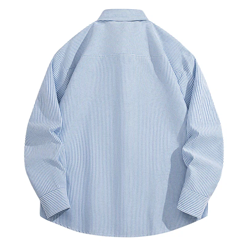 Детская рубашка с воротником MINISO, Cotton-Like Breathable Gray White Stripes — фото 4