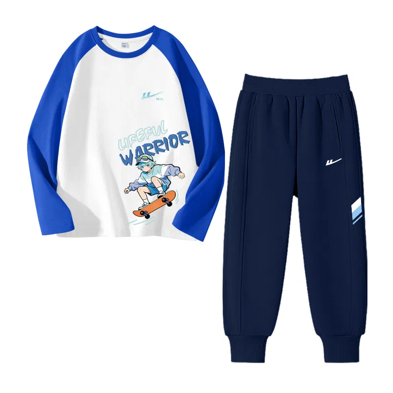 Детский комплект спортивной одежды в стиле хип-хоп Royal Blue/H Dynamic Skateboard Bottom Right+H Gradient Blue K-Navy Blue/H White Logo K+H Blue White Left Middle K WARRIOR