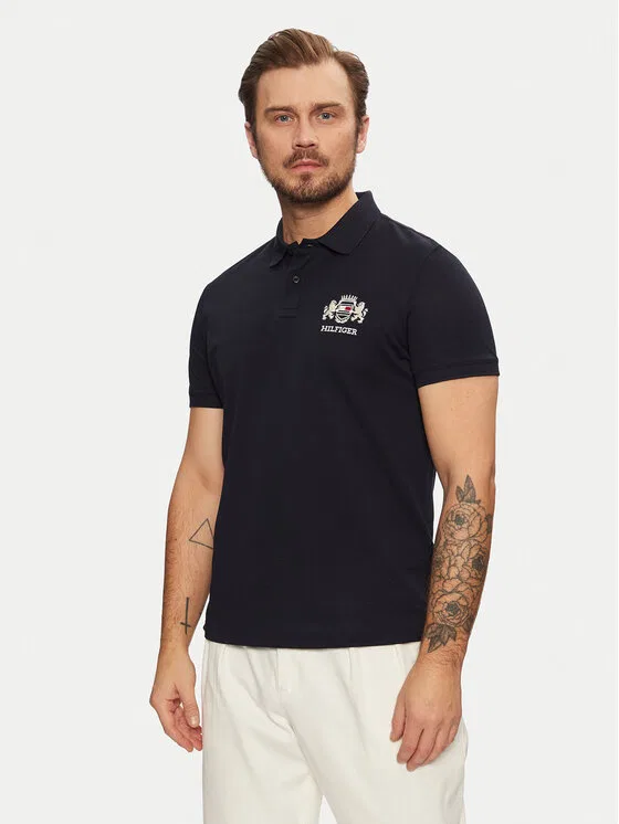 Поло regular fit Icon Graphic Tommy Hilfiger, темно-синий