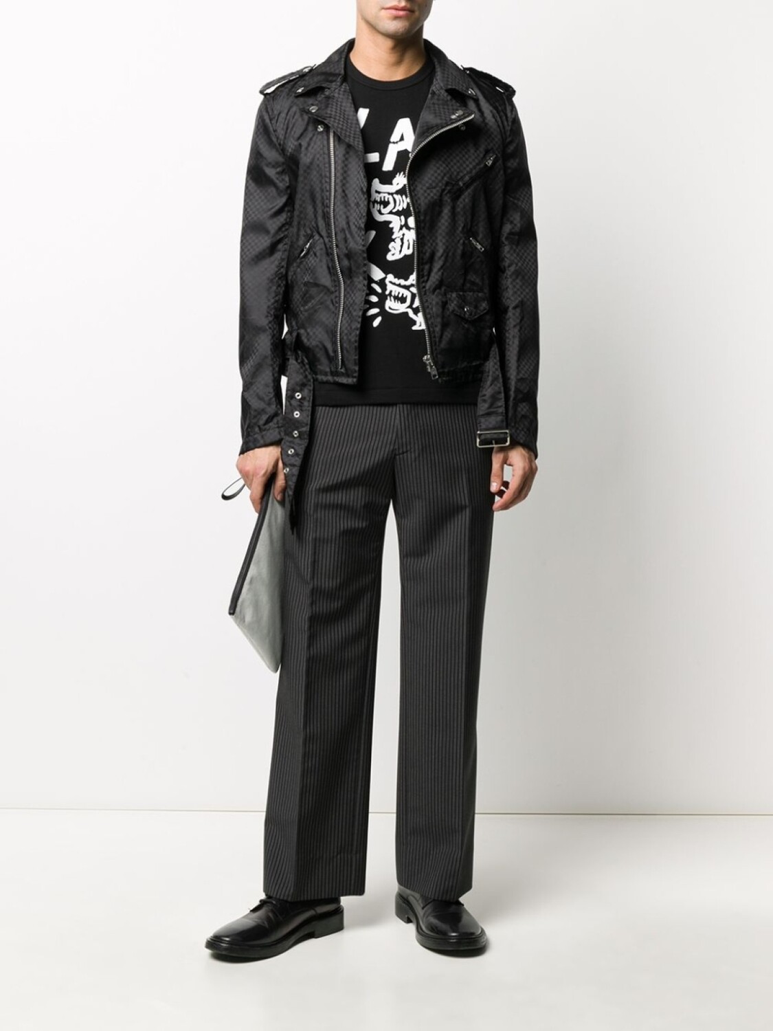 

Black Comme Des Garçons байкерская куртка в шахматную клетку, черный