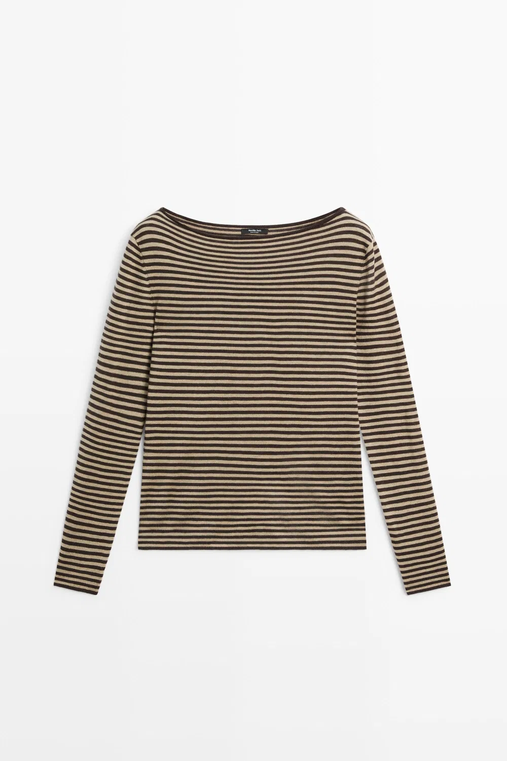 Свитер Massimo Dutti Striped Wool-Blend Knit, коричневый — фото 2