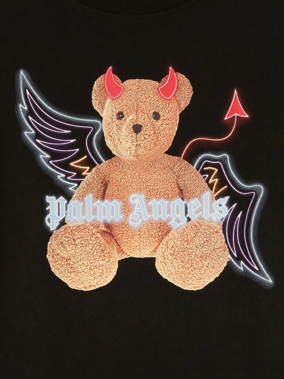 Футболка с принтом Kids Logo Bear Devil Palm Angels, Black Brown — фото 3
