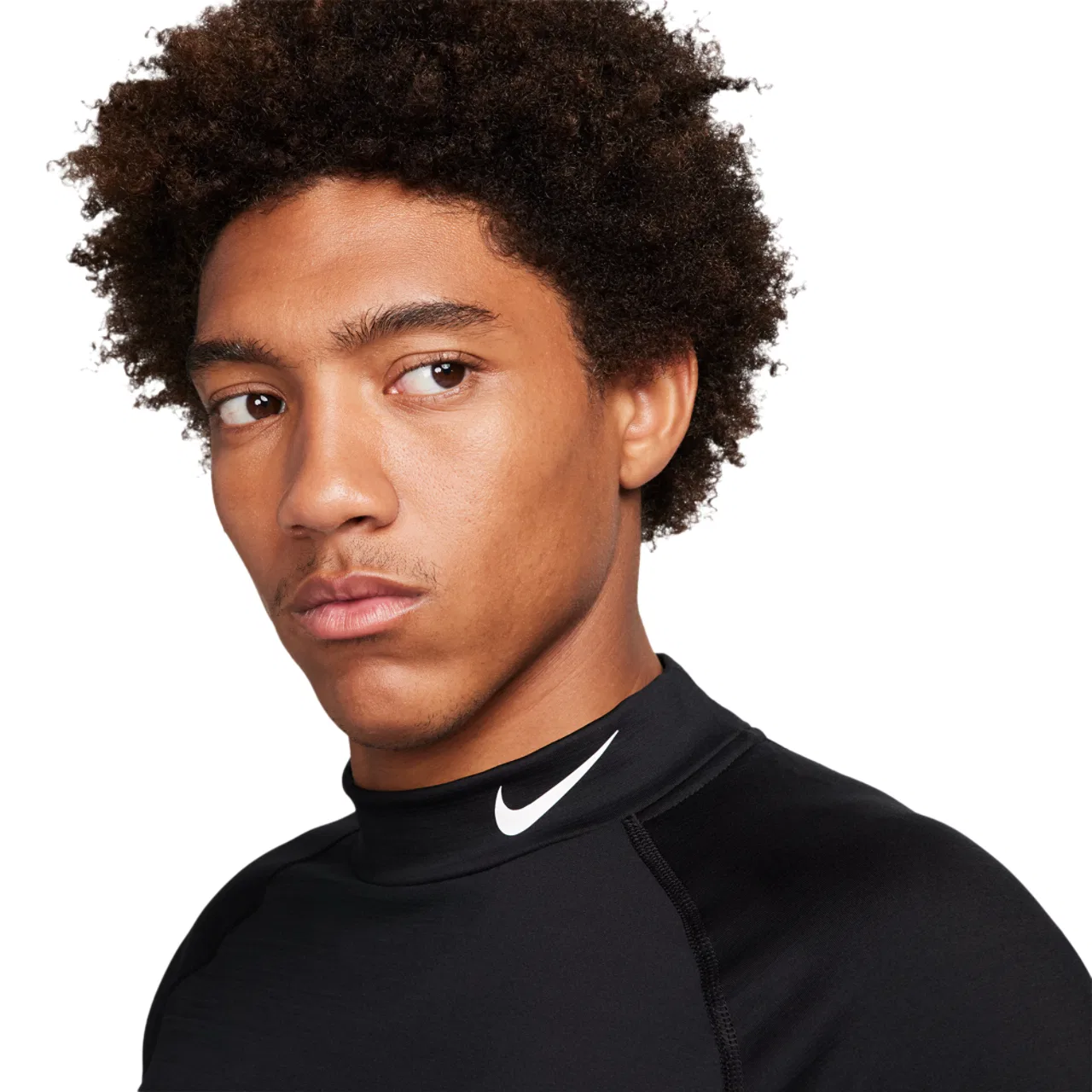 Мужская футболка с длинным рукавом Nike Pro Warm Mock, Nike, Black/White — фото 3